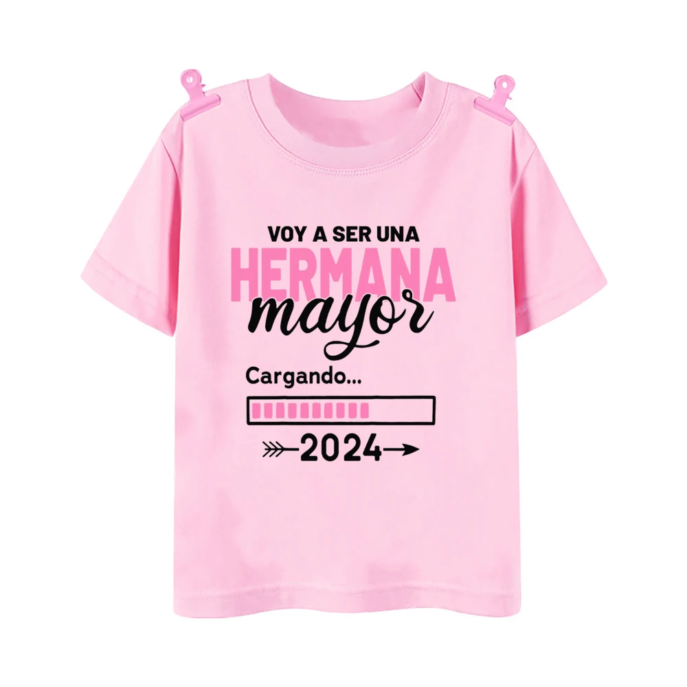 I'm Being Promoted To Big Sister T-shirt Baby Announcement T Shirt Kids Spanish Print Tee Girl Tops Children Tops Summer Clothes 4