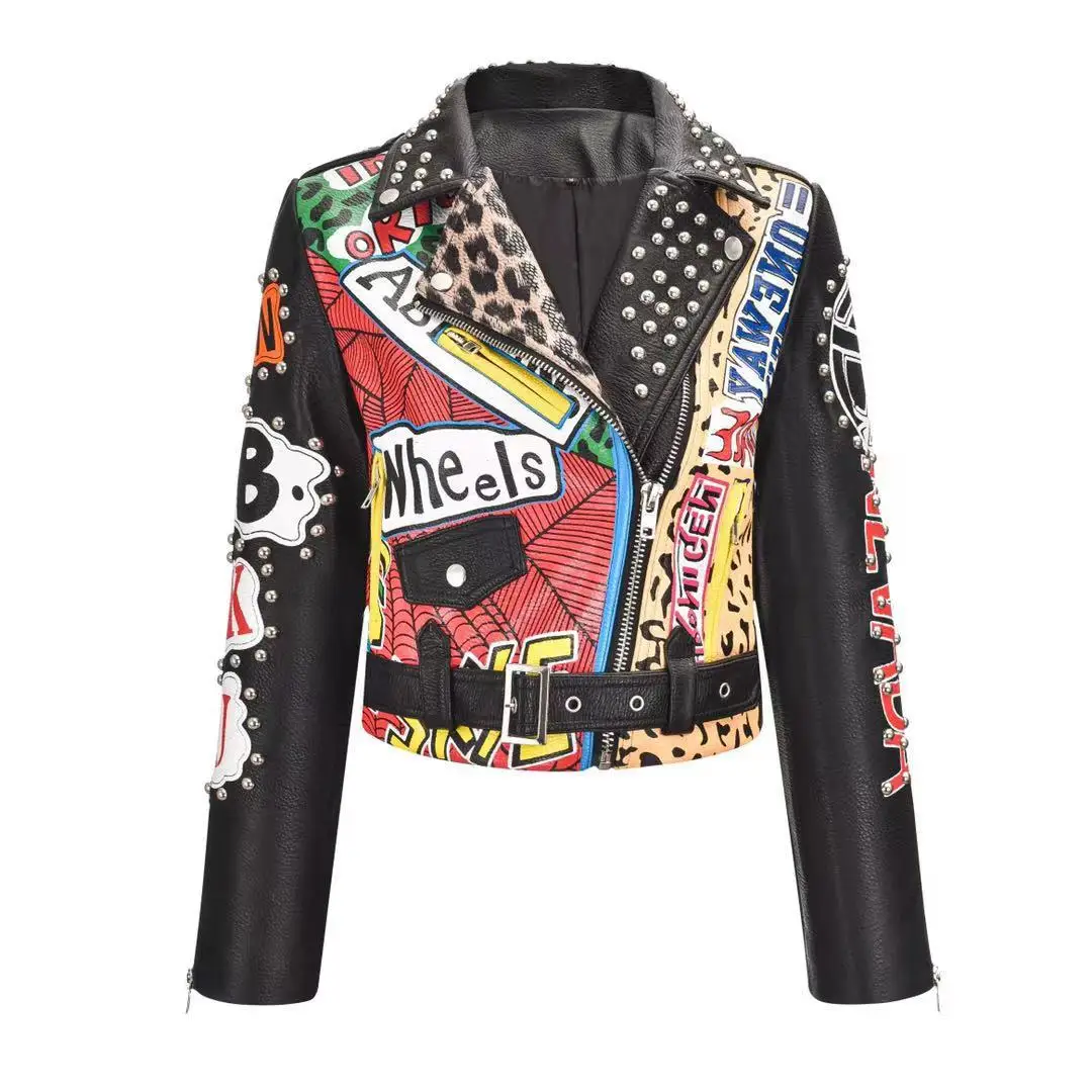 pu-leather-motorcycle-jacket-for-women-slim-fit-graffiti-punk-printed-motorcycle-short-rock-autumn-and-winter
