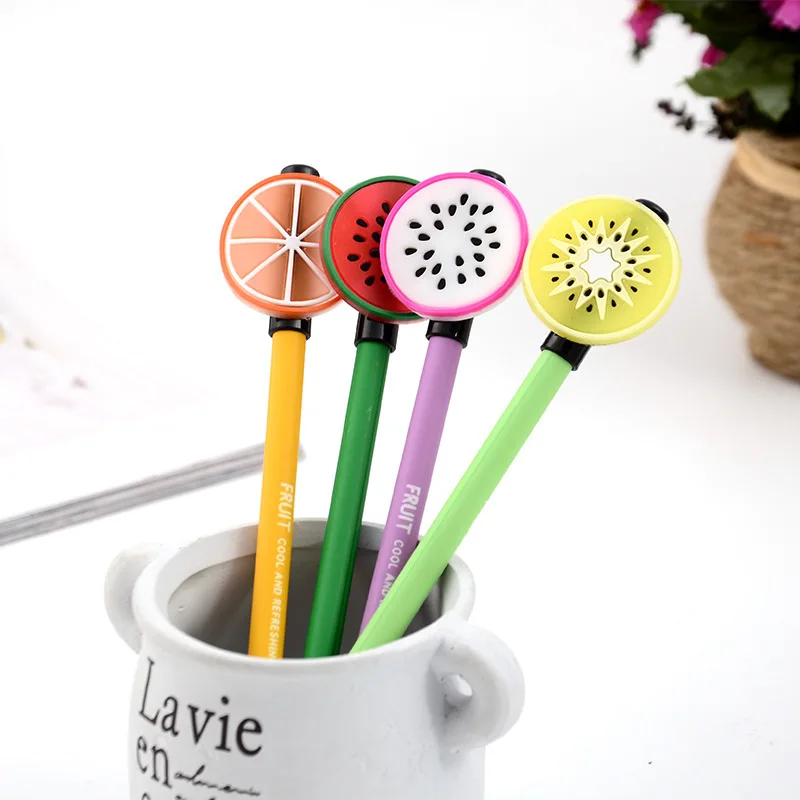 

E34 creative student stationery pen soft fruit watermelon orange pen full needle 0.5 Exquisite office supplies small gift