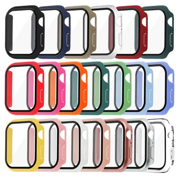 Tempered Glass Case For Apple Watch 8 44mm 40mm 42mm 38mm PC bumper Screen Protector cover iWatch series 9 7 6 5 4 se 41mm 45mm