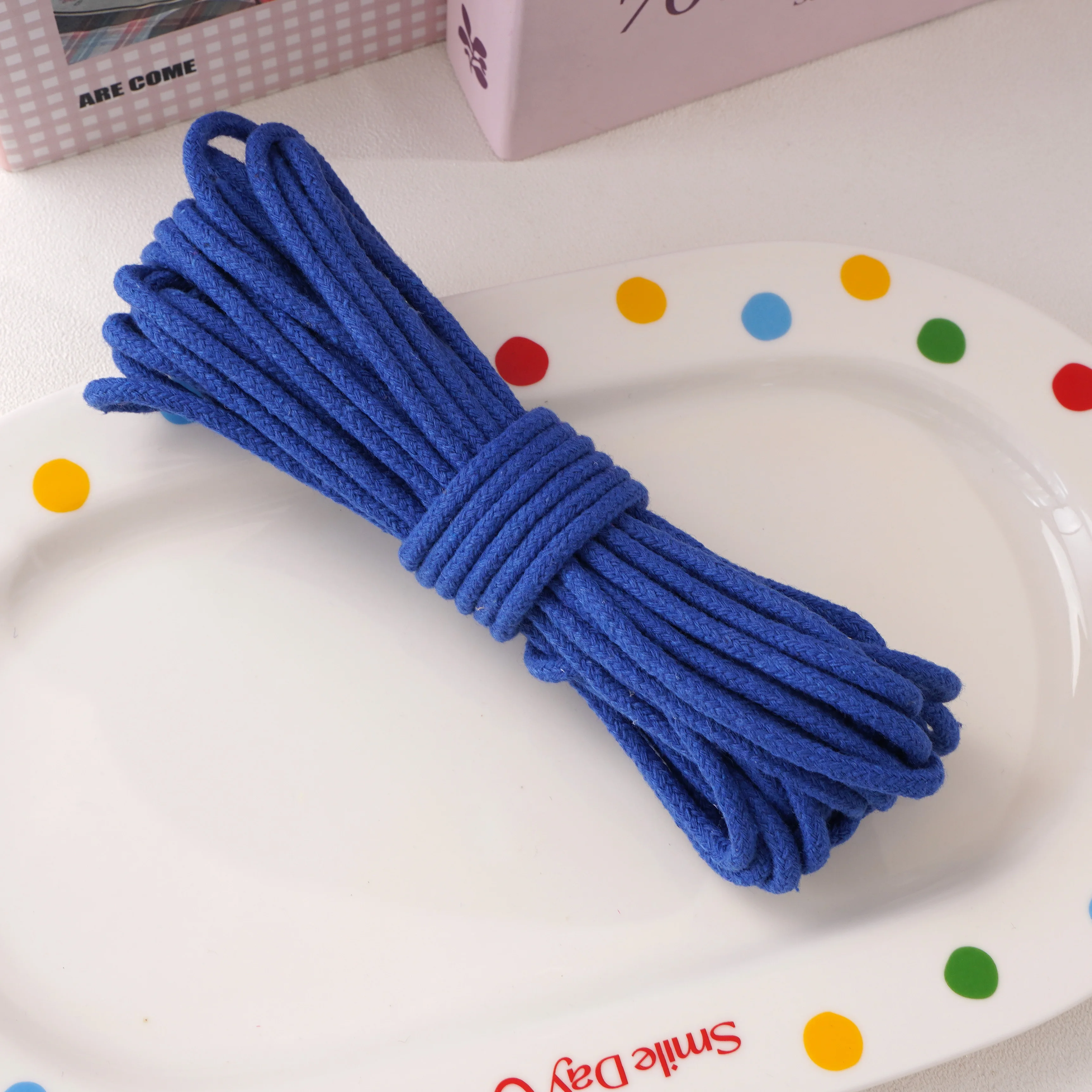 10-Meter Pack of 4mm Multi-Color Braided Cotton Rope for Crafts and Home Decor