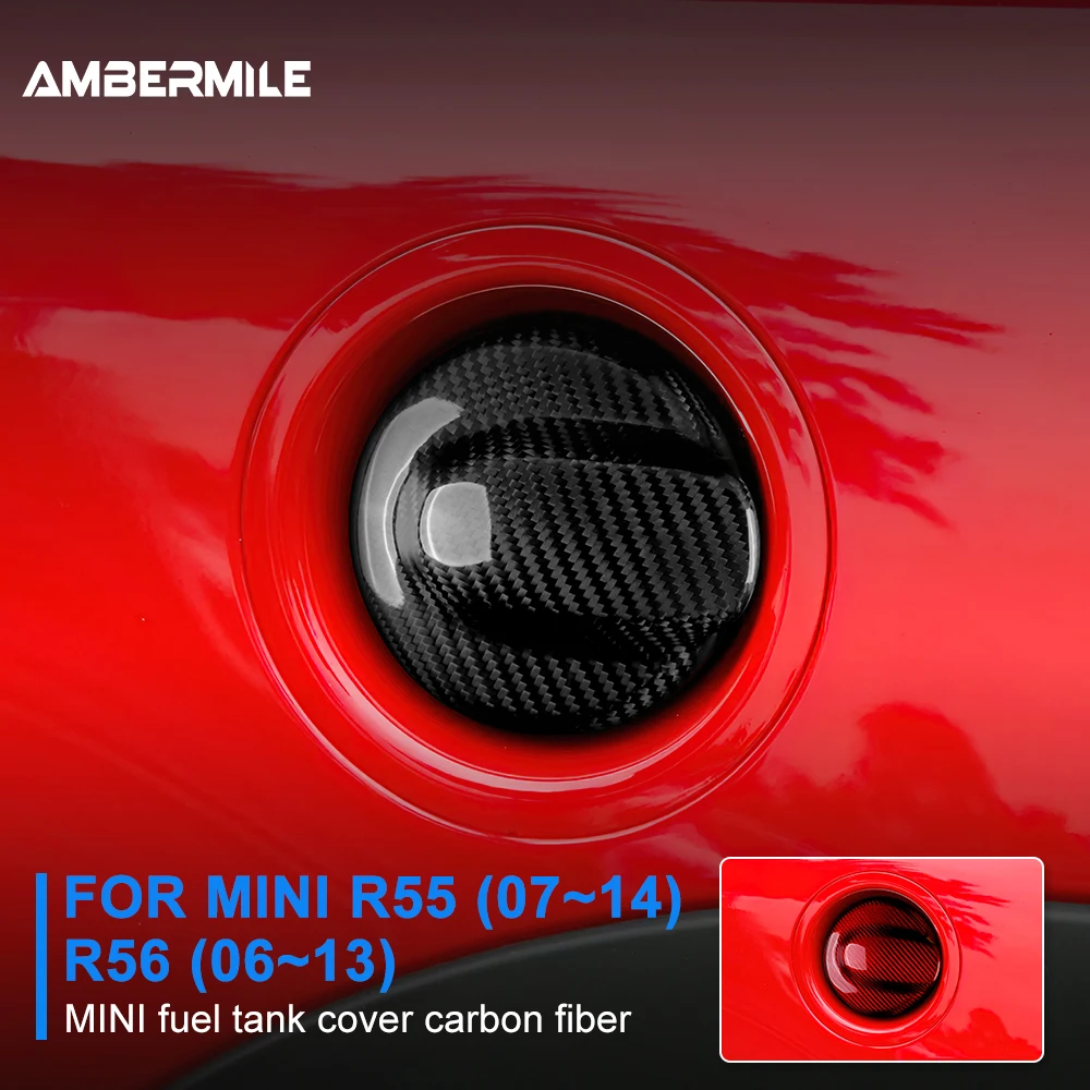 RealHardCarbonFiberCarFuelTankCapGasTankCoverForMiniCooper