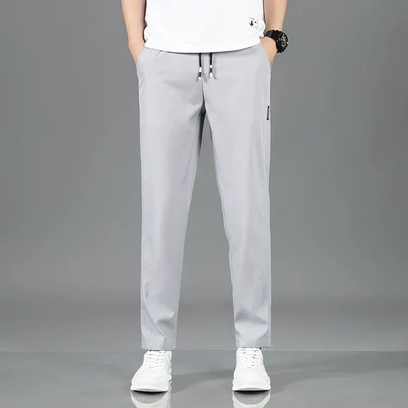 2024 Men's Sports Pants Spring Business Casual Loose Comfortable Drawstring Straight Pants Outdoor Fitness Jogger Men's Pants 6