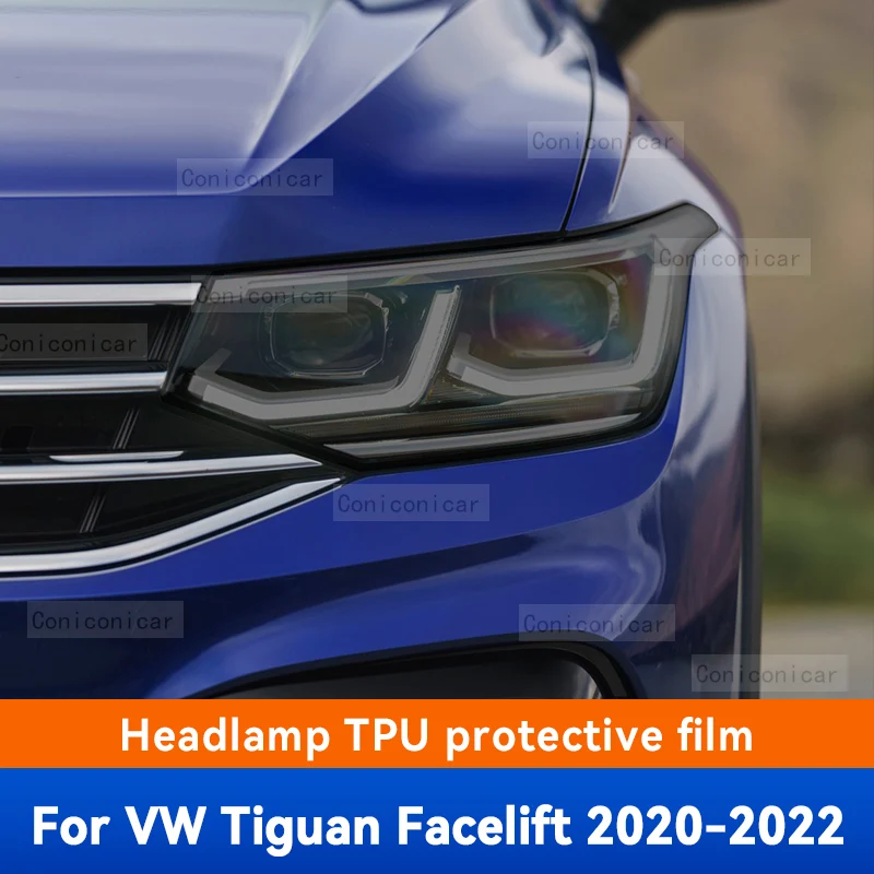 

Car Headlights Protective Film Front Headlamp Cover Smoked Black TPU Film Accessories For Volkswagen VW Tiguan Facelift 2022