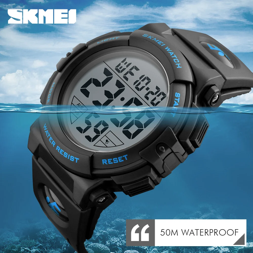 SKMEI 1258  Relogio Masculino Fashion Outdoor Sport Watch Men Multifunction Watches Military 5Bar Waterproof Digital Watch 2