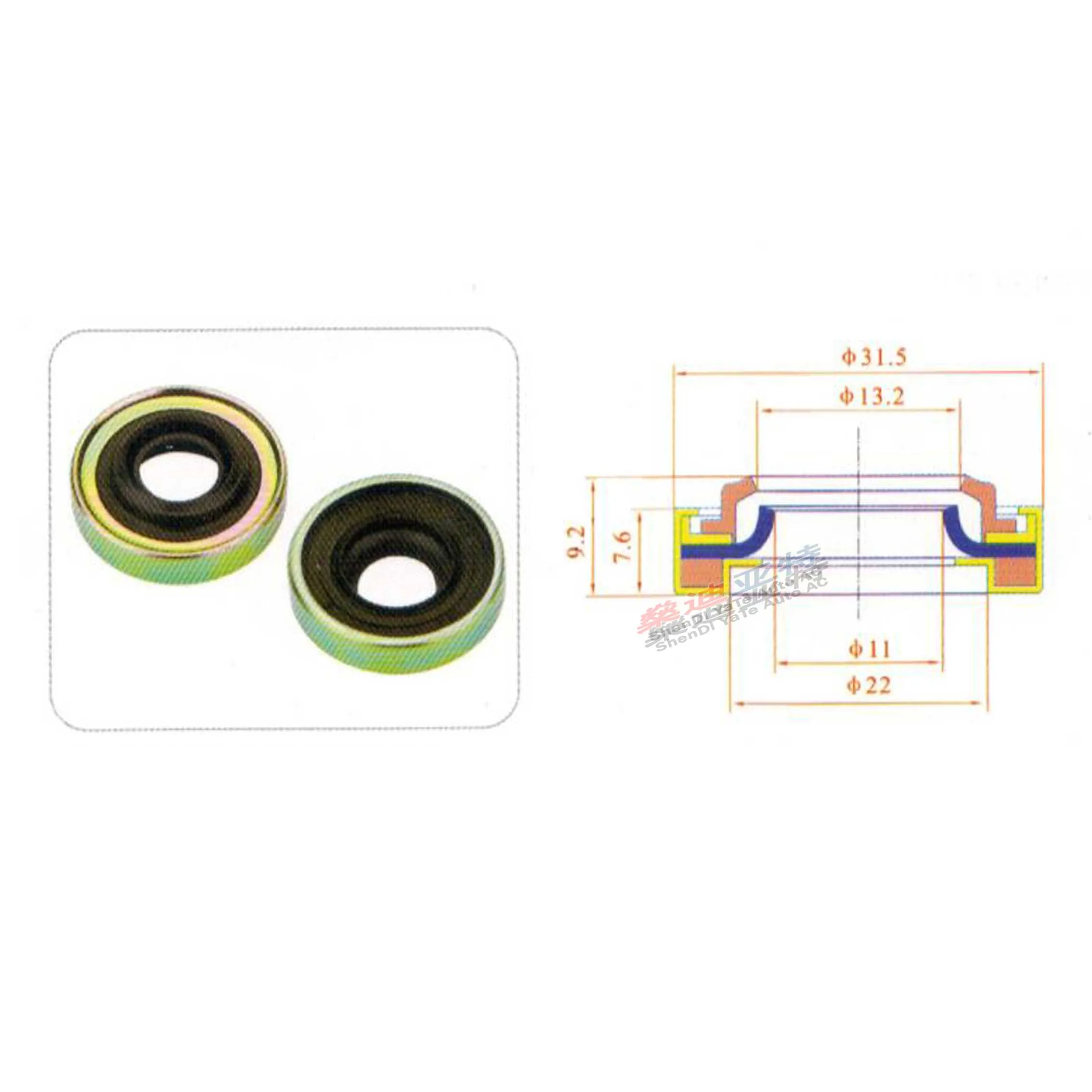Automotive Air-conditioning Compressor Shaft Seal Stamp Oil Seal For GM DA6 DR6 V5 R4 Double Lips compressor Repair Parts