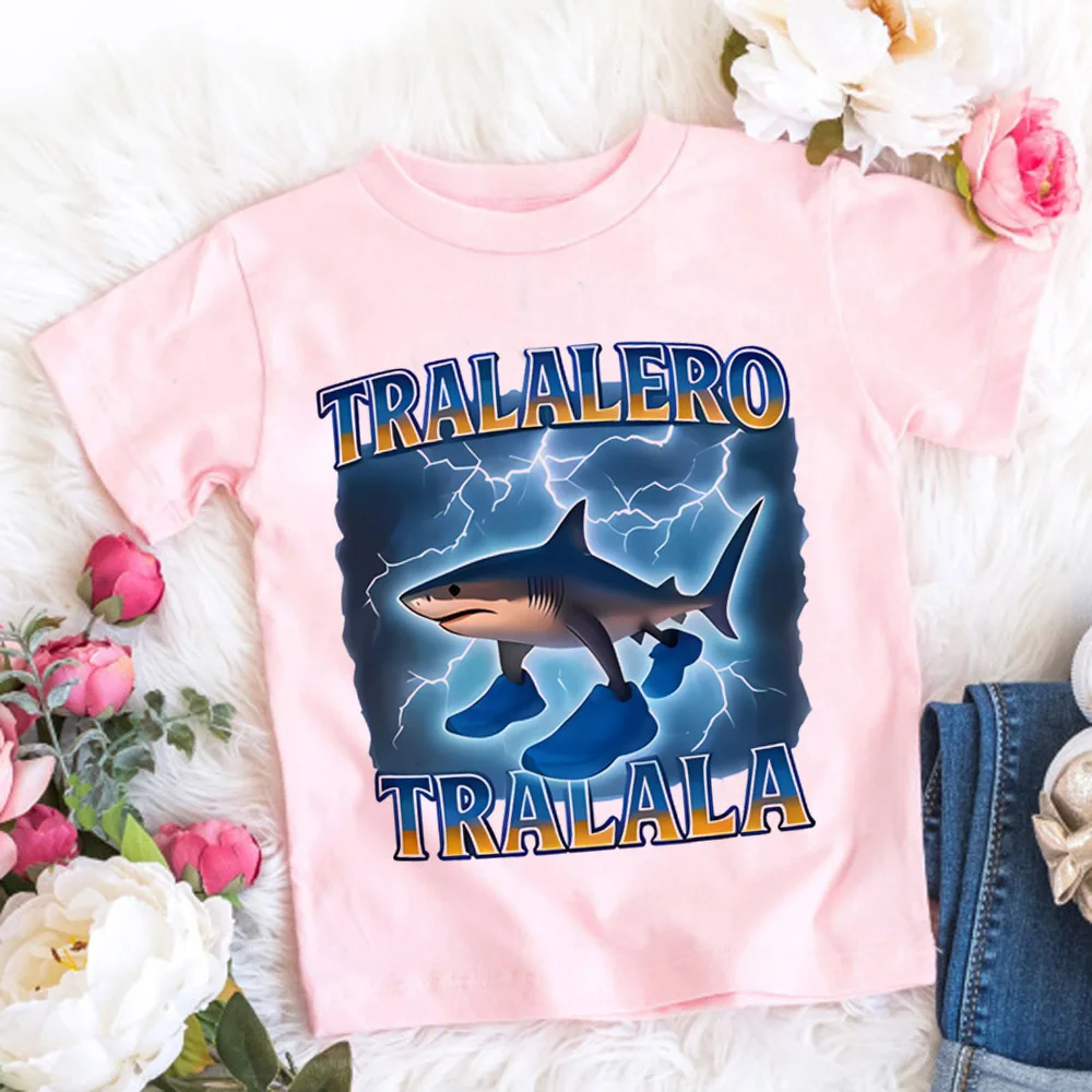 Children's Anime Cartoon Print Italian T-Shirt - Absorbent Casual Round Neck Top