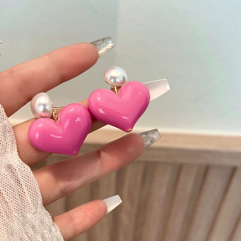 Orecchini Pendenti A Cuore Vintage In Acrilico Rosso – Gioielli Handmade Per Donna E Ragazza, Stile Boho - 4
