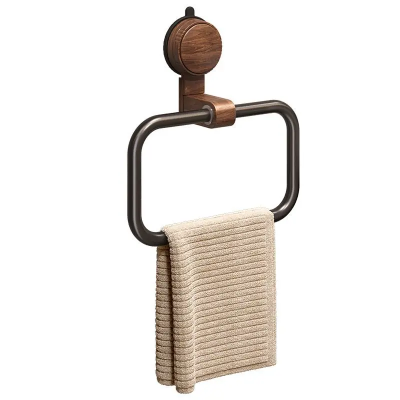 Suction Cup Walnut Towel Rack Perforation-free Wall Hanging Bathroom Towel Ring Bathroom Rack