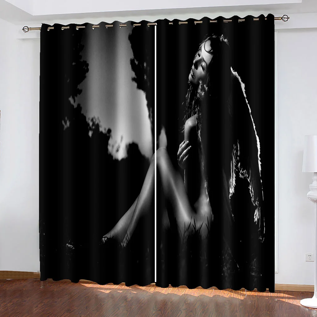 

High quality custom 3d curtain fabric black beauty curtains modern living room curtains