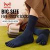 MiiOW 44-49 Big Size Plus Five Finger Sock Men 100% Pure Cotton Spilt Toe Sock Antibacterial Sweat-Absorbent Deodorant Long Sock