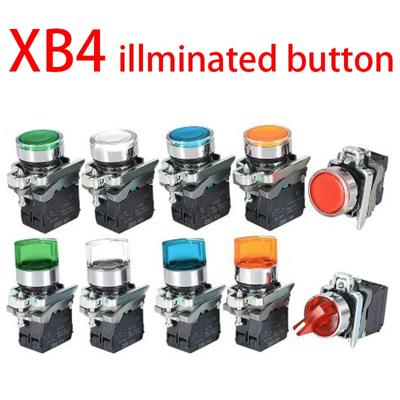 

XB4 Illuminated Knob Switch 2 Gears 3 Gears Normally Open Normally Closed Mechanical Button Switch Self-lock LED Button Switch