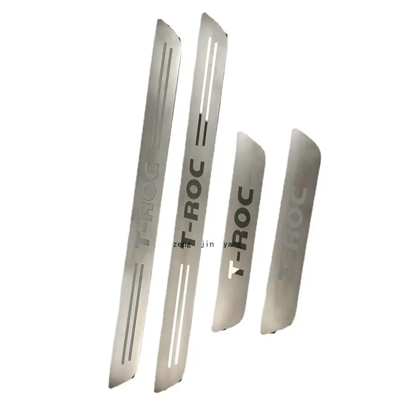 For VW Volkswagen T-ROC Car Door Sill Protection Floor Threshold Scuff Plates Stainless Steel Car Decoration Accessories Chrome car door sill scuff plate