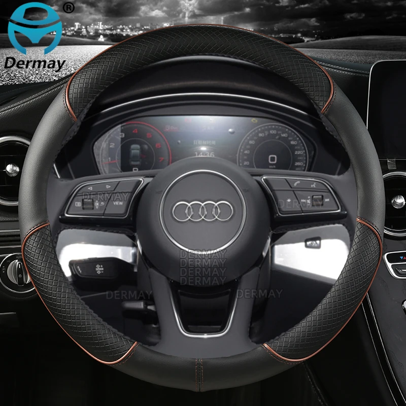 Microfiber Leather Sport Car Steering Wheel Cover Non-slip for Audi A1 8X A2 A3 Q3 Q5 Q2 A4 A5 A6 Avant Auto Accessories steering wheel cover