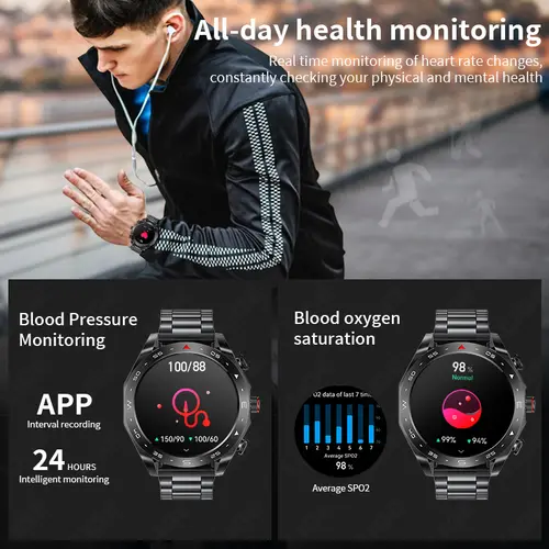 LIGE Smartwatch With Earbuds Bluetooth Headset Speaker Tracker Music Sport Health Track Waterproof AMOLED Screen Men Smart Watch - Image 4