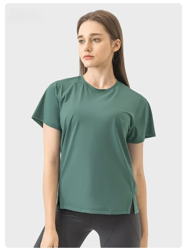 Lemon Ultralight Naked-feel Workout Yoga Fitness T-shirt Top Women Hip-length Plain Running Gym Sport Short Sleeve Shirts