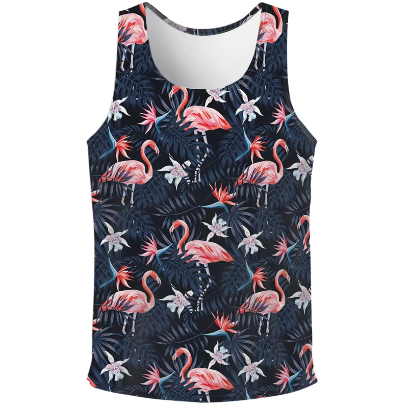 

Hawaiian Plants Pineapple 3d Print Tank Top Men Oversized Gym Fitness T-Shirt Summer Street Flamingo Sleeveless Tee Shirts