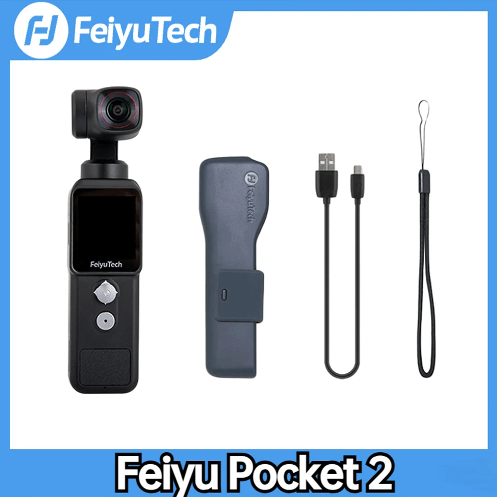 

FeiyuTech Feiyu Pocket 2 Handheld 3-Axis Gimbal Stabilized 4K Video Action Camera With Mic 130° View 12MP Photo 4X Zoom