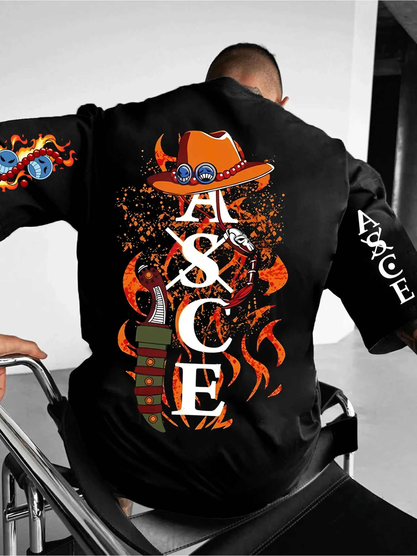 Maglietta Ufficiale One Piece - Ace - Uomo - Colore Nero - Vestibilità Regular In Cotone