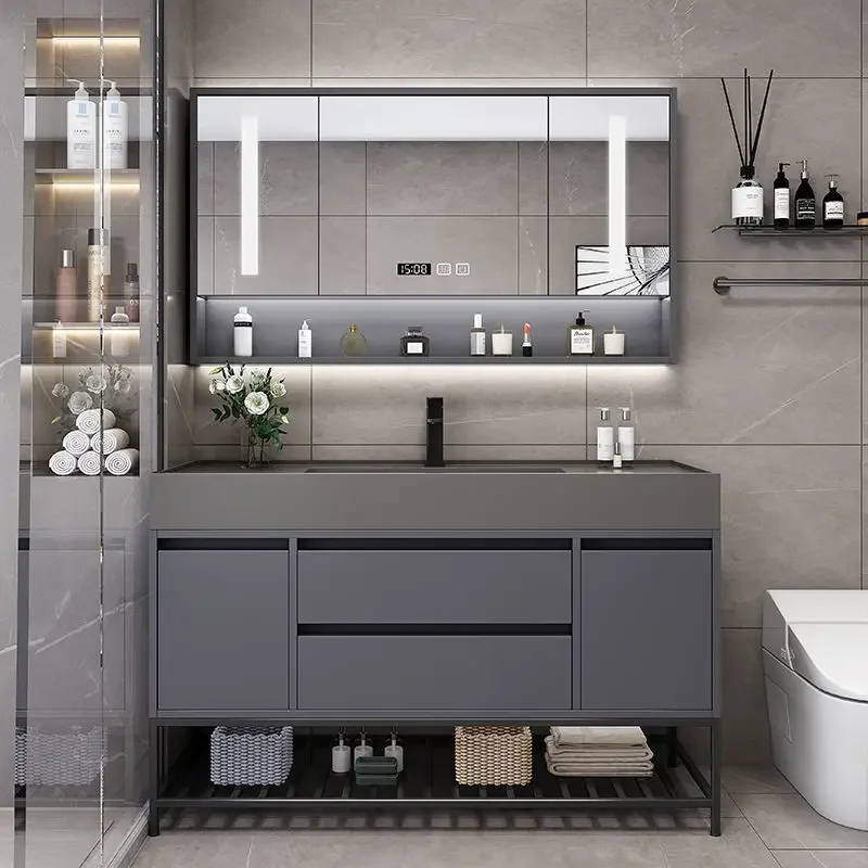 Light luxury intelligent bathroom cabinet combination, simple nano rock