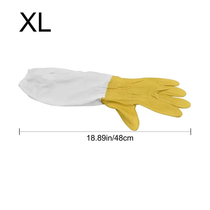 Polycotton Beekeeping Glove Thick Goatskin Leather Beekeeper's Gloves Goatskin Leather Beekeeper's Glove With Long Canvas Sleeve