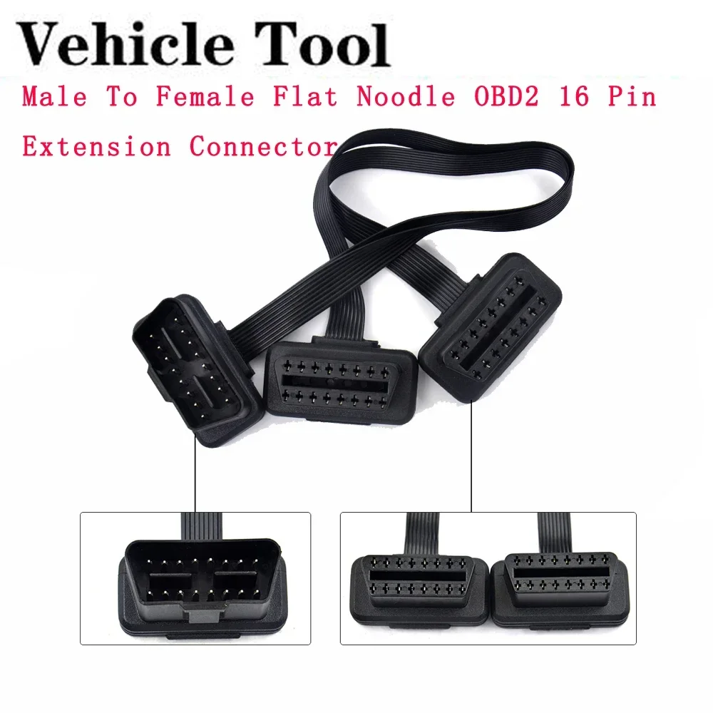 

1 в 2 OBD 2 16-контактный удлинитель ODB OBD2 кабель 16-контактный штекер-двойной гнездо плоский удлинитель OBD II