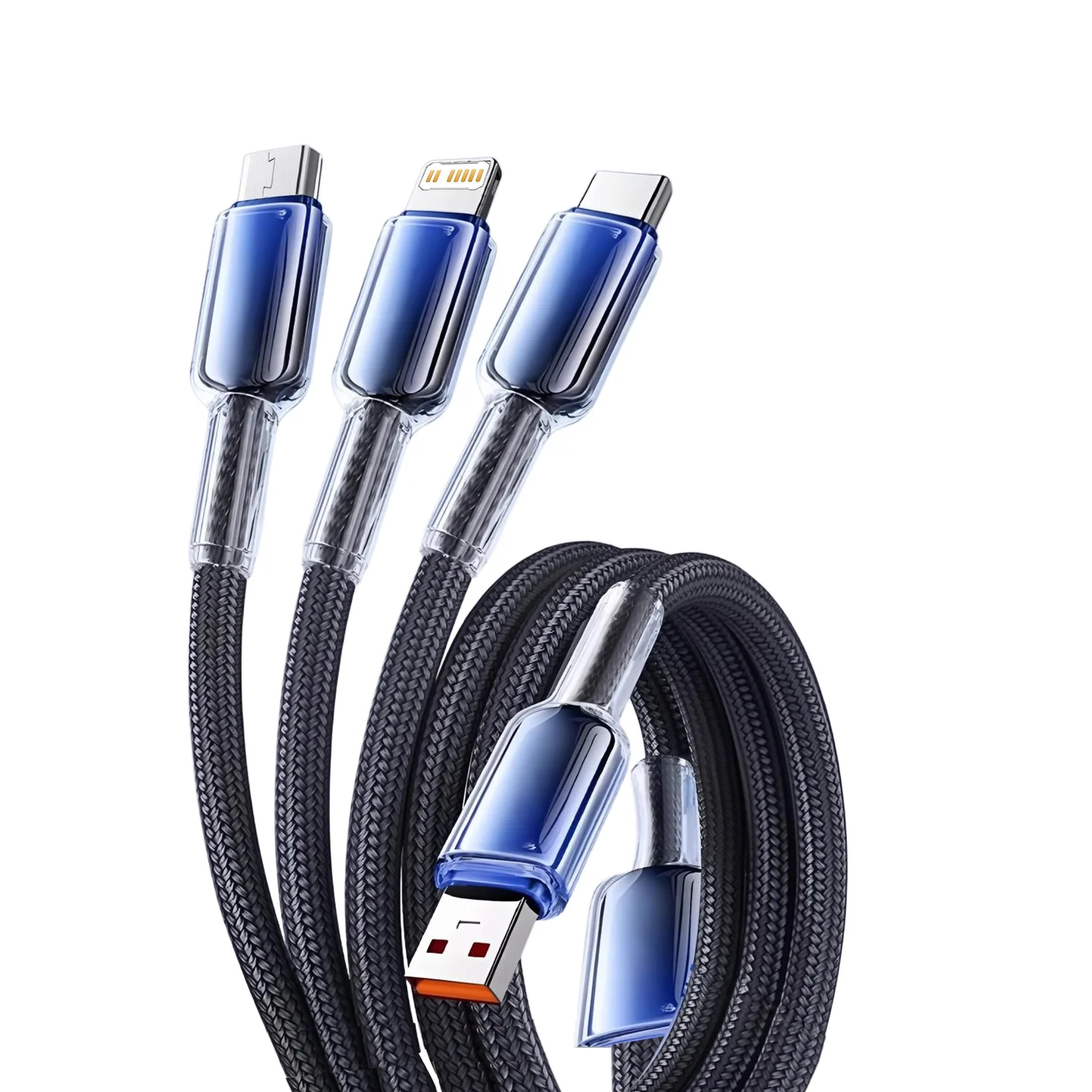화웨이/아너용 3 in 1 USB 충전 케이블 6A 120W 휴대용 마이크로 USB 타입C 케이블 아이폰 14 삼성용 충전 케이블 1.2M