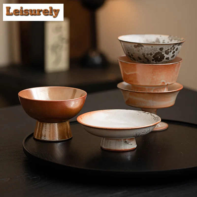 Zhiye Roasting High-legged Fruit Dishes Japanese Pastry Plate Fruit Snack Plate Serving Tray Drinkware Accessories Ornaments