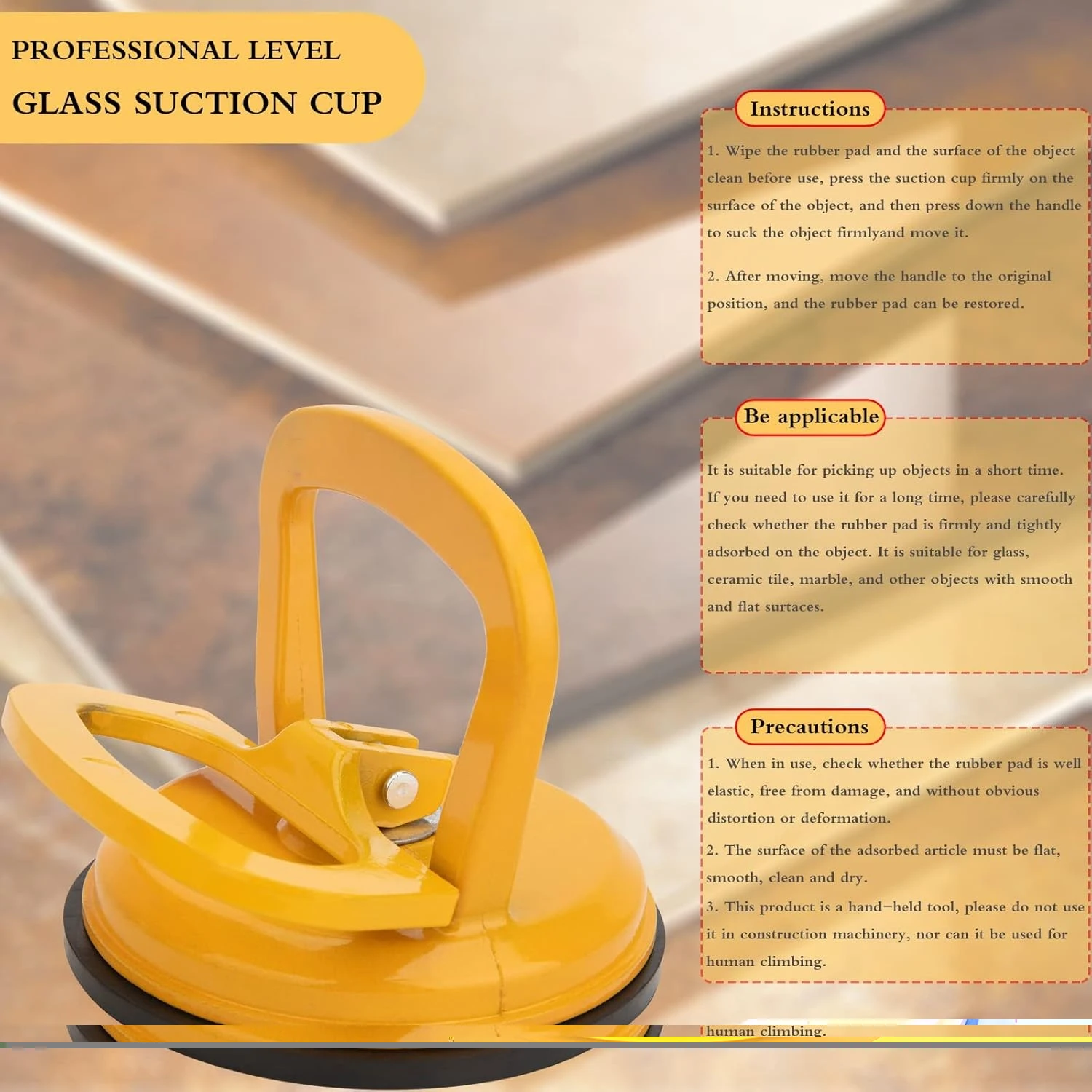 For Car Dent Glass Suction Removal Tool Car Repair Tool Body Repair Puller Yellow Suction Cup Remove Dents Puller