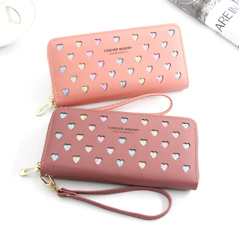 

Women's purse long zipper large capacity hollowed out
