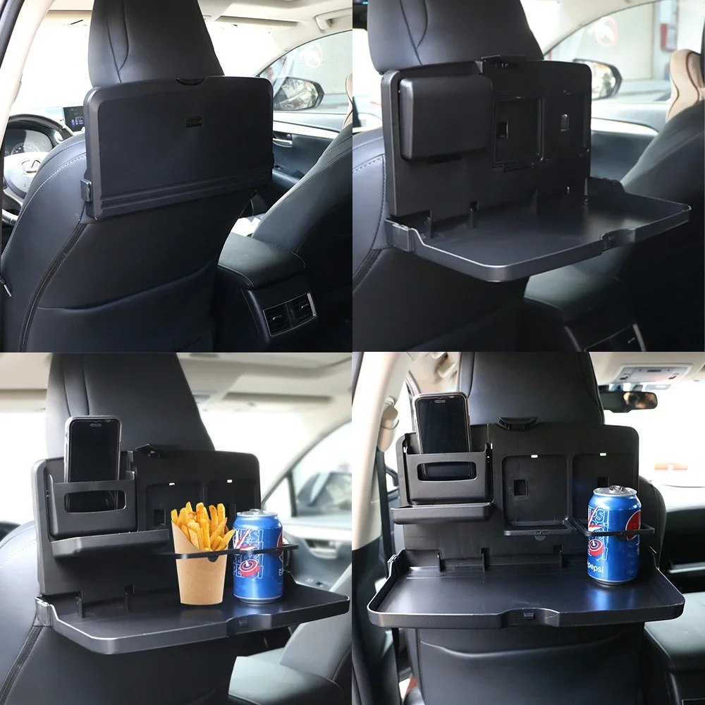 

Multi-function Plastic Car Seat Back Organizer Foldable Table Travel Foldable Dining Tray Car Seat Food Beverage Phone Holder