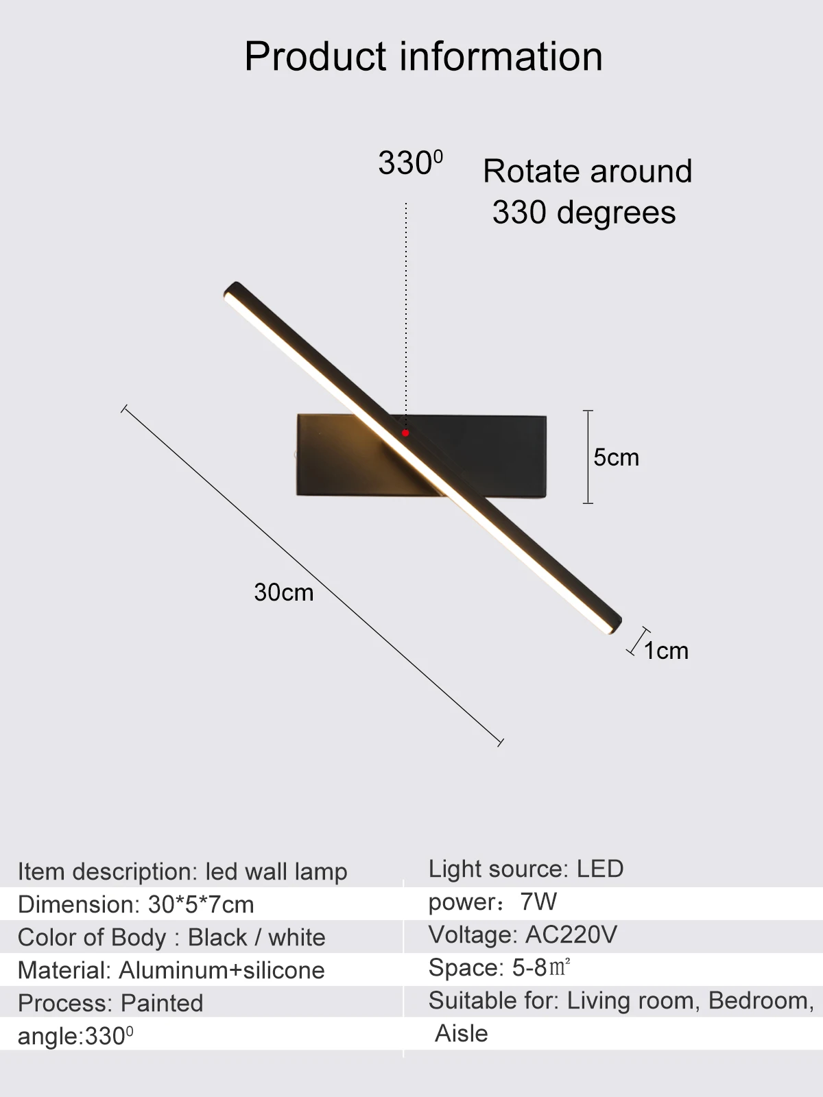 Applique Murale Led Rotative Moderne Avec éclairage Intérieur Réglable