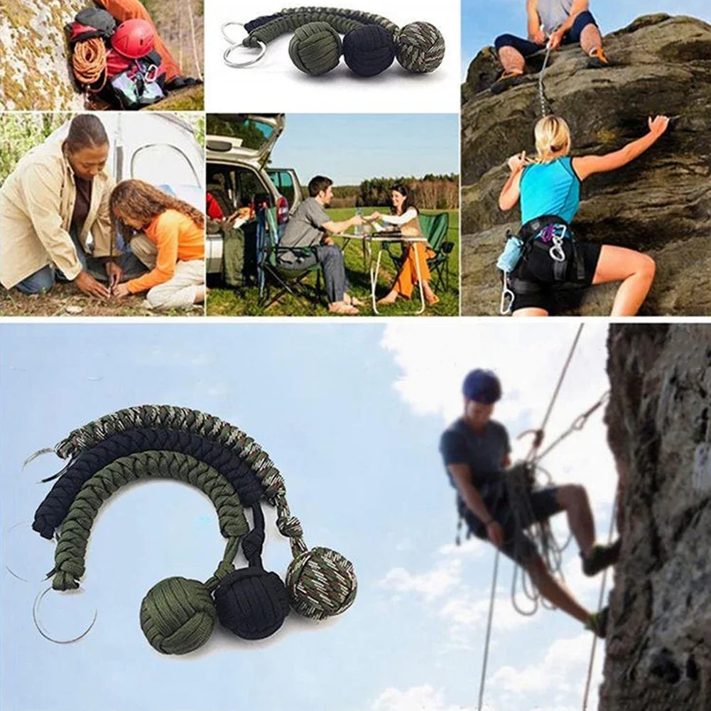 Outdoor Security Protection Black Monkey Fist Steel Ball Bearing Self Defense Lanyard Survival Key Chain Broken Windows