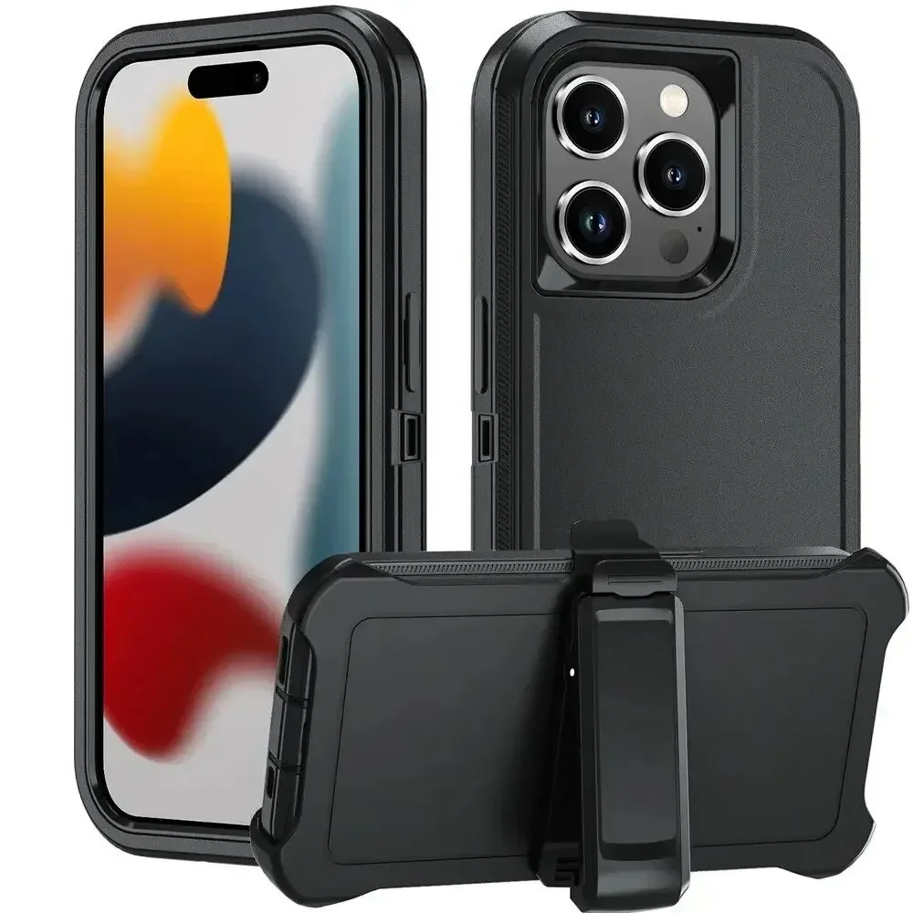 Heavy Duty 3-in-1 Defender Armor Phone Case with Back Belt Clip