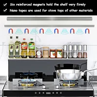 Stainless Steel Shelf for Stove Top, Magnetic Shelf Over the Stove, Spice Rack, Kitchen Organizer Equipped with Nano Tape 1