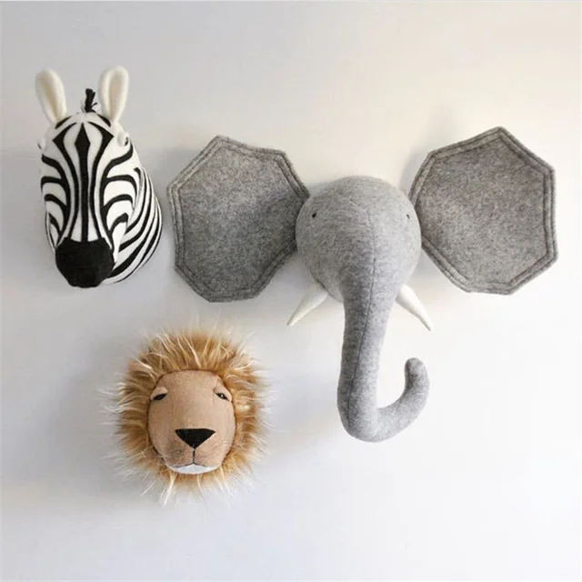 Cartoon elephant  Head Hanging Decorations INS Nordic Hand Made Kids Room Decor Cotton Thread Weaving Animal Ornaments Wall Hang 1