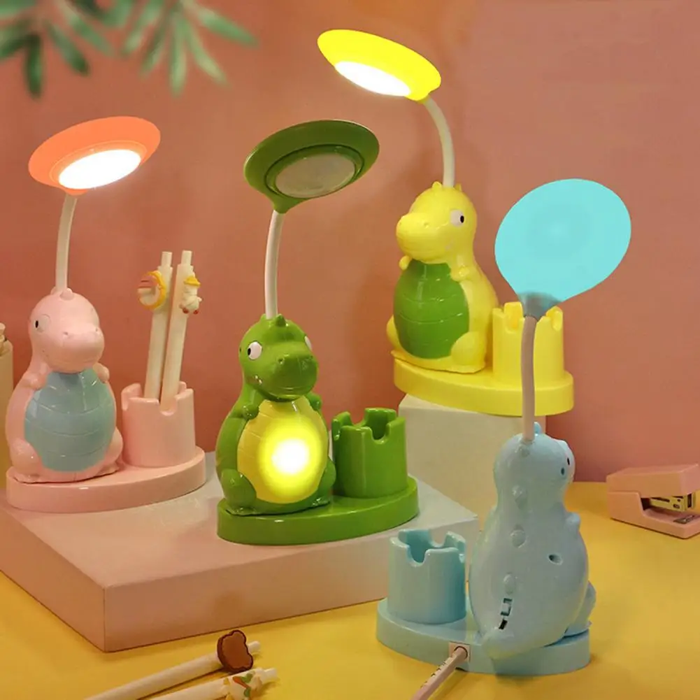 

Bedside Lamp Eye Protection Ultra-Bright Flicker Free Flexible Hose Design Adorable Appearance Rechargeable Dinosaur LED Reading
