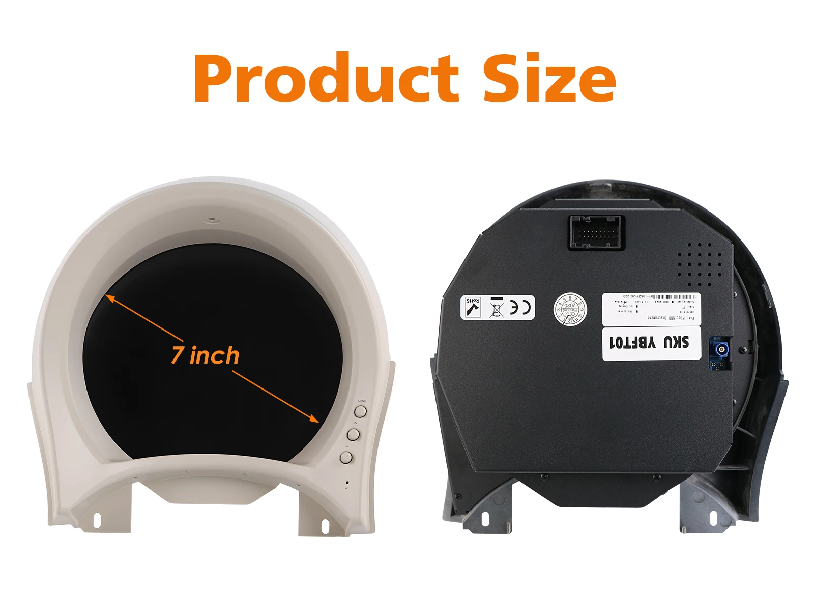 Hizpo 7-Zoll Digitales Auto-Instrumentencluster für Fiat 500 2007-2024 LCD-Panel CarPlay Android Auto Anpassbarer Kilometerzähler – Detail 9