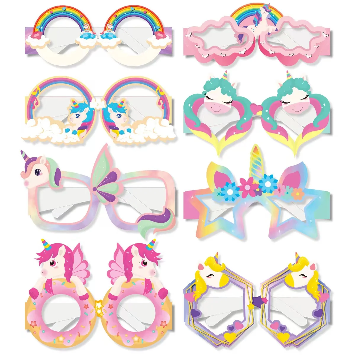 

8pcs Unicorn Party Photo Props Paper Glasses Birthday Party Glasses Decoration Party Favors For Girl Birthday Party Supplies