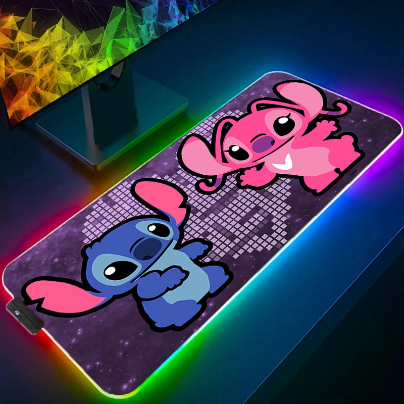 

Офисные аксессуары, Стич Kawaii, игровой RGB коврик для мыши с подсветкой, Настольный коврик, коврик для мыши, геймерский пользовательский коврик для мыши с аниме HD картинкой