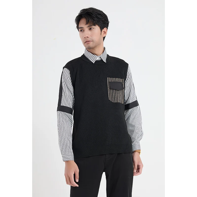Men's Korean Knitted Sweater Slim Fit and Warm Inner Layer Slimming Long Sleeved Shirt 2
