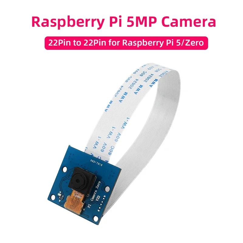 

Raspberry Pi 5 / Zero Camera 5MP OV5647 Sensor Camera Module 15CM 22pin FFC Design for RPI Zero 2 W