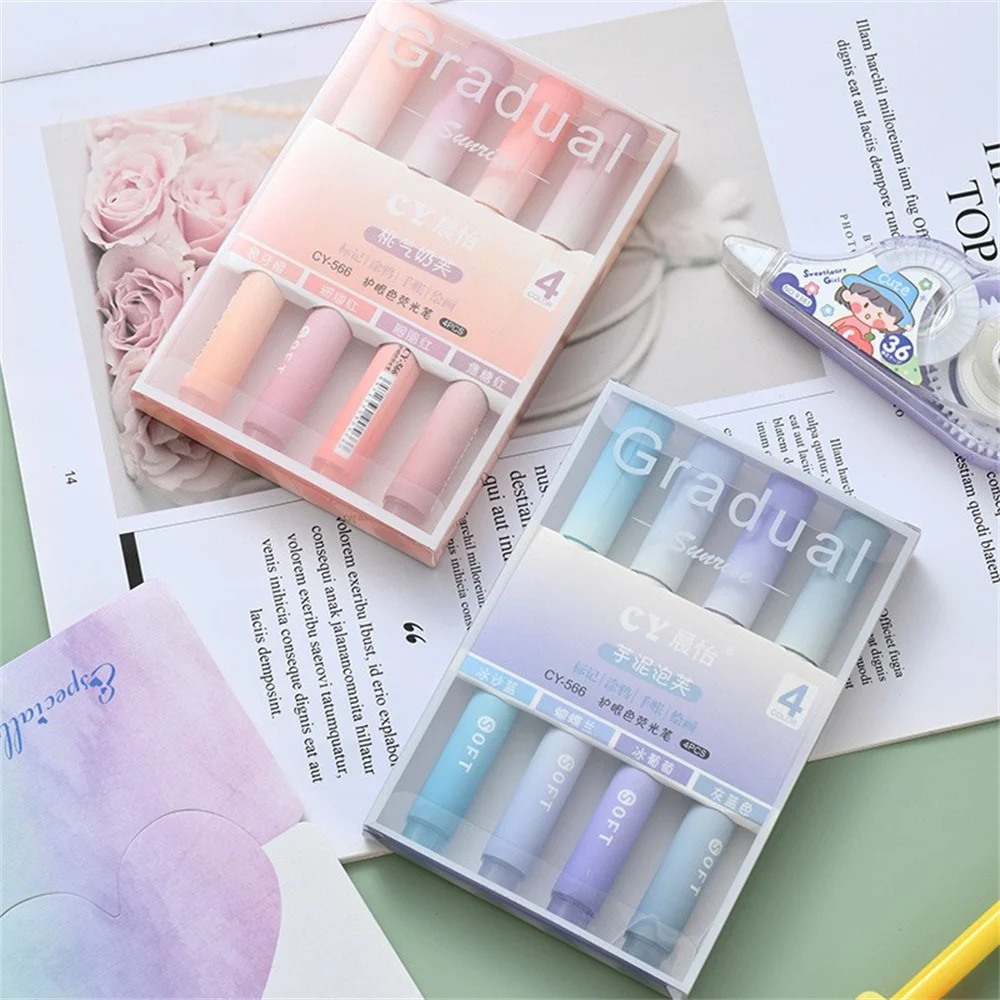 4pcs/set Kawaii Marker Pens Colorful Highlighters Painting Tools DIY Spot Liner Drawing Graffiti Markers School Office Supplies - 6