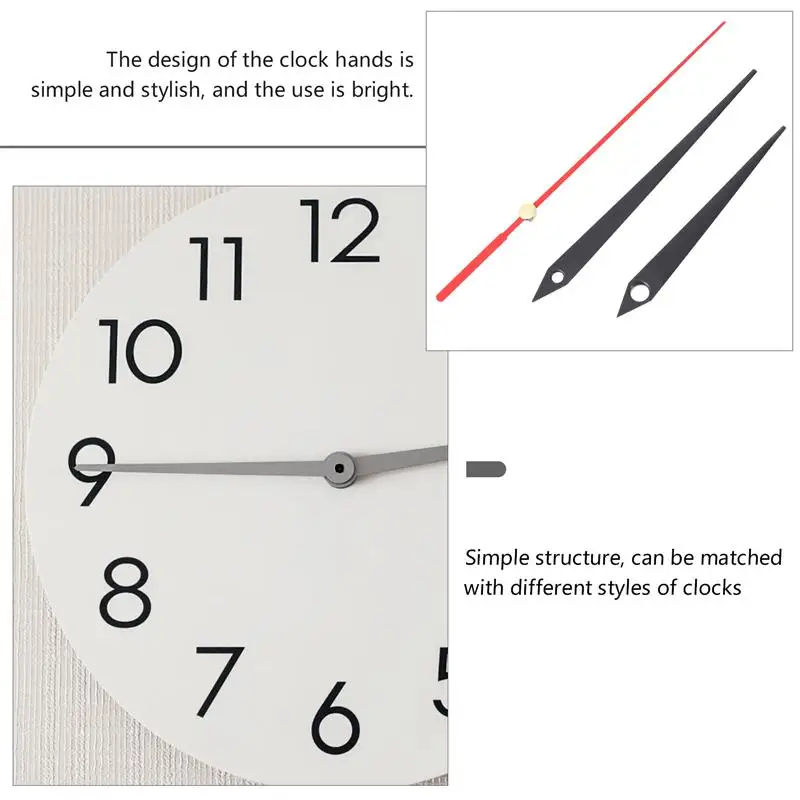 10 Sets Clock Hands Mute Clock Pointer Replaceable Wall Clock Parts Precision Metal Wall Clock Mechanism Watch Pointer 5