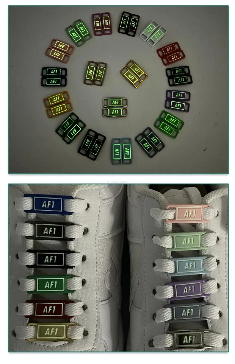 Leuchtende AF1 Schnürsenkelschnallen Modische Schuh-Charms Hochwertige Metall-Schnürsenkel-Dekorationen Chapa Air Force One Sneaker Schuhzubehör – Detail 7