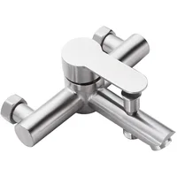 1PC Bathtub Faucet SUS 304 Stainless Steel Hot and Cold Water Mixer Two Holes Triple Sink Bathroom Tap Wall Mounted 1