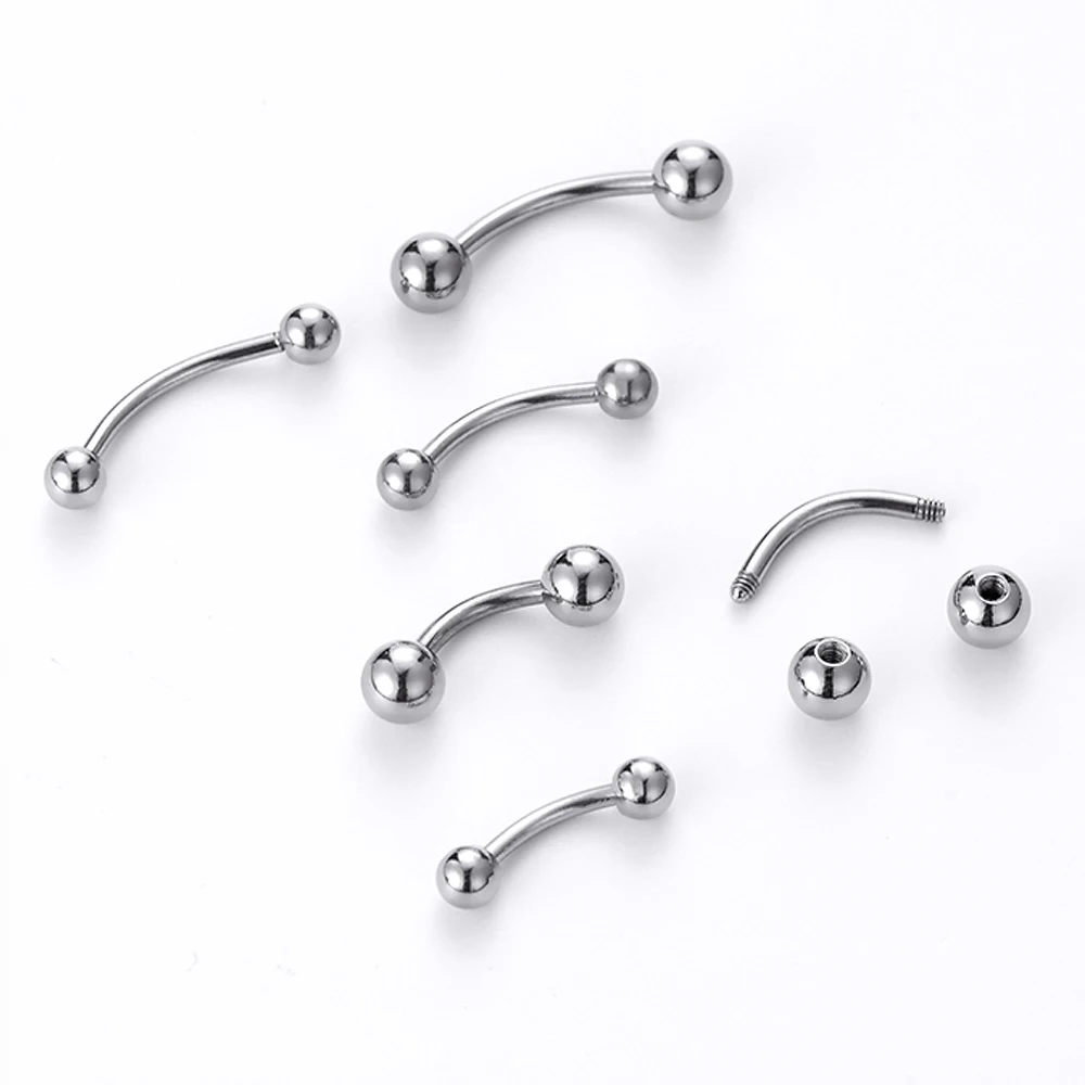 6 ~ 16mm DIY Curved Barbell Banana Piercing Bar 3 4 5 6 8mm Ball Titanium 14G 16G 1.2mm 1.6mm Body Jewelry piercing jewelry body piercing jewelry body jewelry