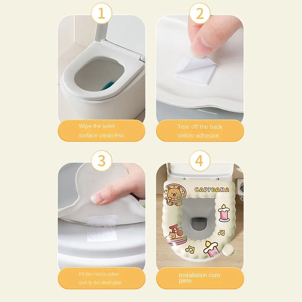Durable Capybara Seat Ring Toilet Seat Cover Washable Extra Handle Toilet Pad Mat Waterproof Lid Cushion for Bathroom