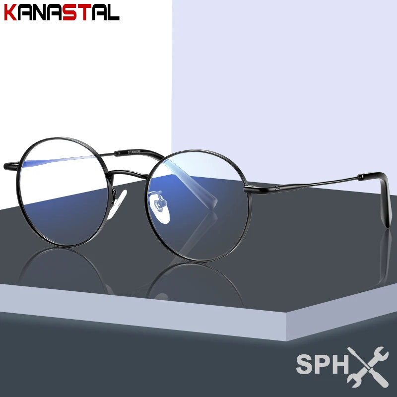 

Women Blue Light Blocking Reading Glasses Light Titanium Round Eyeglasses Frame Prescription Optics Myopia Presbyopic Eyewear