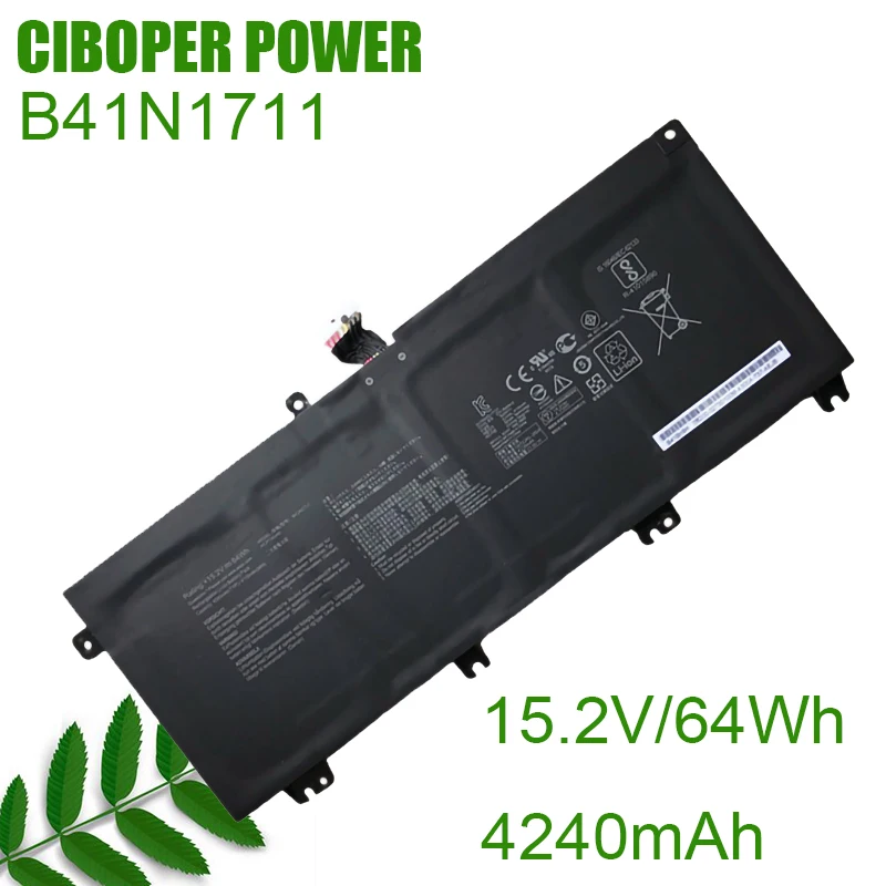 

CPOriginal Laptop Battery B41N1711 15.2V/64WH/4240mAh For ZX63 ZX63VD ZX73VM GL703 FX705D FX705 GL503GE GL703VM GL703VD GL703GE